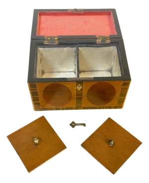 Antique Gillows Tea Caddy, Ebony & Satinwood, Circa 1795