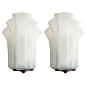 Art Deco Style Milk Glass Shell Wall Lights, 1970, Set of 2