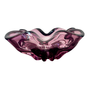 Vintage Boho Purple Art Glass Bowl After Murano