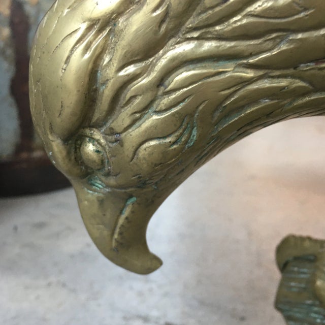 1960s Vintage Solid Brass Faux Bois Eagle Sculpture For Sale - Image 5 of 13