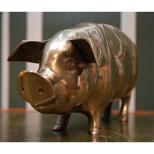 Antique Brass Piggy Bank, 1920s For Sale - Image 3 of 13