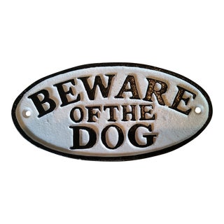 Cast Iron Beware Of The Dog Sign For Sale