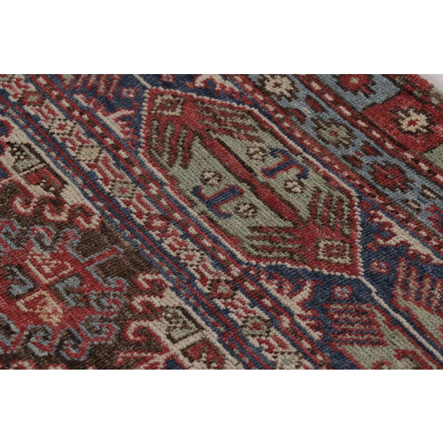 Rug & Kilim’s Kazak Inspired Square Rug in Red and Blue Tribal Pattern For Sale In New York - Image 6 of 8