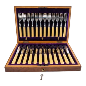 Antique James Deakin & Sons Silverplated FIsh Fork and Knife Set- 24 Pieces