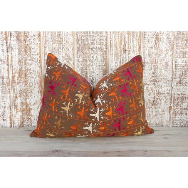 Anshi Antique Indian Folk Lumbar Pillow For Sale - Image 10 of 10