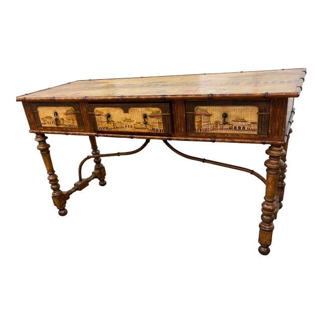 Painted Faux Bamboo Console For Sale
