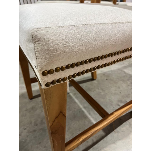 Early 21st Century Attributed Made Goods Hide and Teak Side Chair For Sale - Image 5 of 6