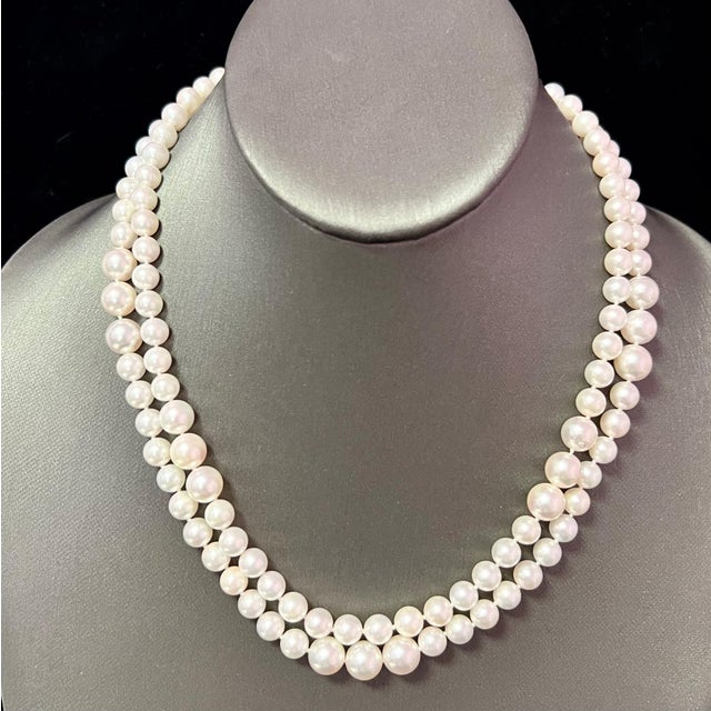 2010s Akoya Pearl Diamond Necklace 14k W Gold 0.66 TCW Certified For Sale - Image 5 of 8