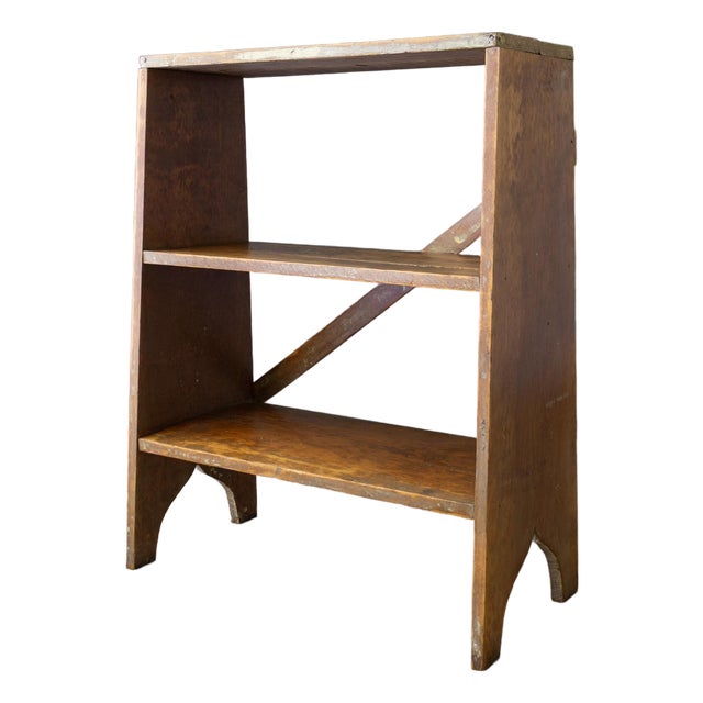 Rustic Farmhouse Bucket Bench Bookshelf With Ogee Arched Bracket Feet For Sale