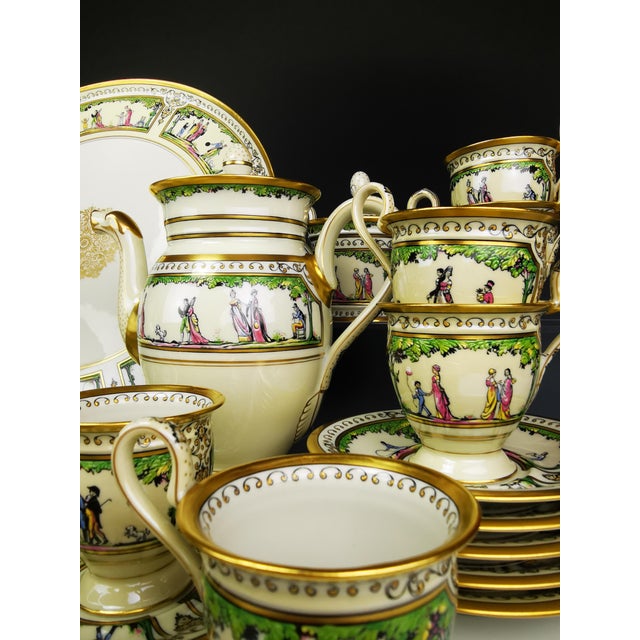 Ceramic Palais Royal Promenade Aux Champs-Élysées Tea or Coffee Service from Raynaud Limoges, Set of 31 For Sale - Image 7 of 14