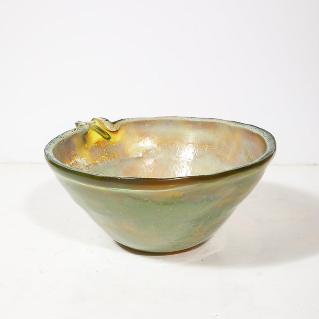 1950s Mid-Century Hand-Blown Opalene Murano Glass Centerpiece Bowl W/ Spout by Barbini For Sale - Image 5 of 18