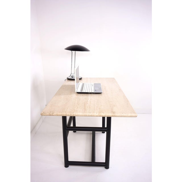 Metal and Travertine Table, 1980s For Sale - Image 4 of 7