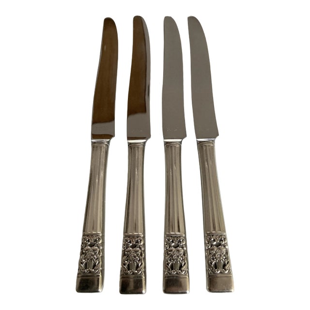 Vintage Community Plate Silver Plated "Coronation"Pattern Dinner Knives S/4 For Sale