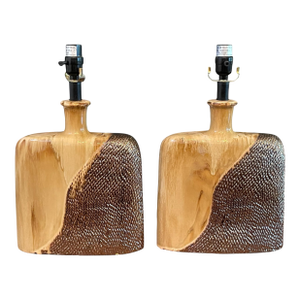 Late 20th Century Pair of Sculptural Glazed Ceramic Table Lamps