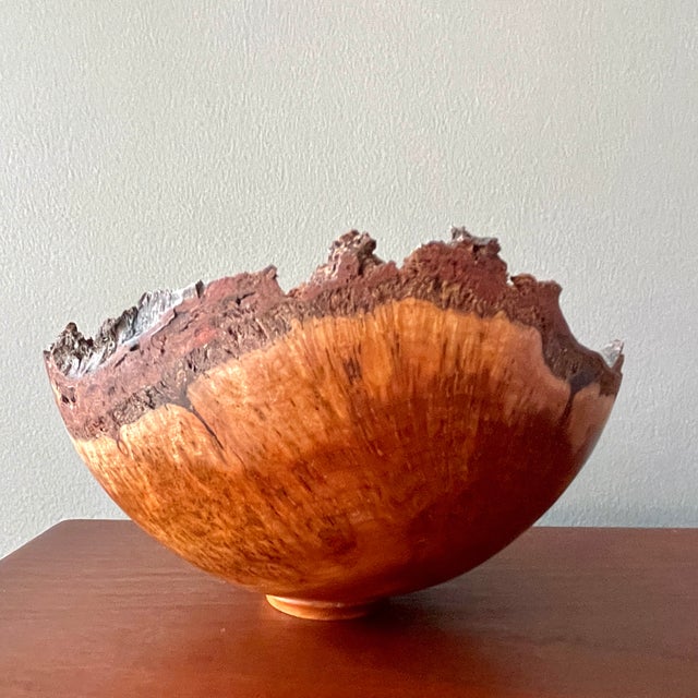 2014 Ed Sandle American Hand Turned Cherry Burl Live Edge Bowl For Sale - Image 4 of 12