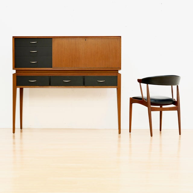 Brown Mid Century Tall Liquor Cabinet Credenza by Golden Key Furniture For Sale - Image 8 of 10