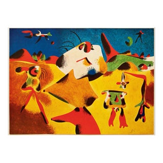 1947 After Juan Miró, "Characters, Mountain, Sky, Star and Birds" First Edition Period Parisian Lithograph For Sale