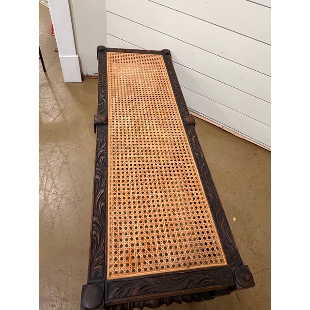 Tan Antique English Cane Bench For Sale - Image 8 of 8