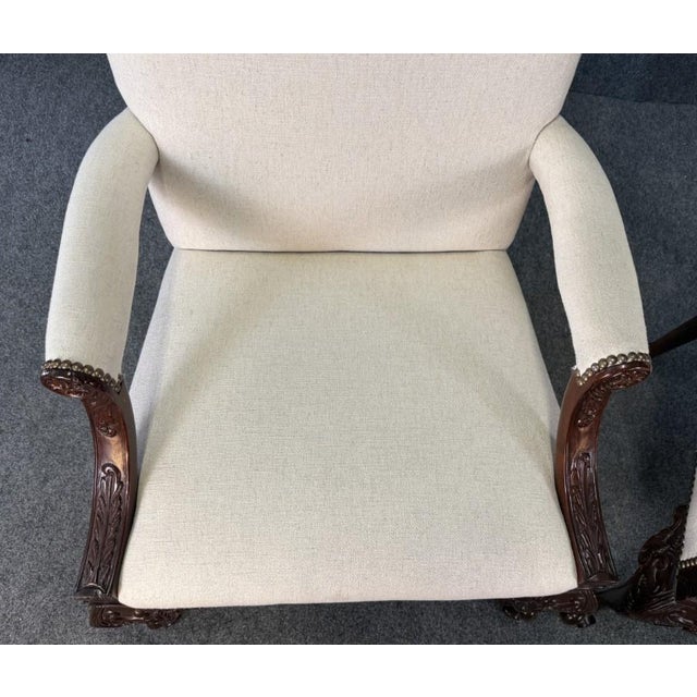 Late 20th Century Pair of Baker Furniture Stately Homes Gainsborough Arm Chairs in White For Sale - Image 9 of 17