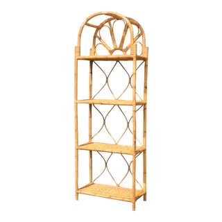Vintage Boho Chic Bamboo Rattan Bookshelves For Sale