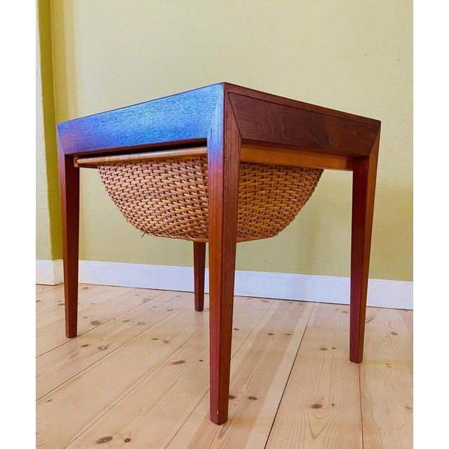 A beautifully designed vintage Danish sewing table by Severin Hansen Jr. for Haslev Møbelfabrik, dating from the 1960s and...