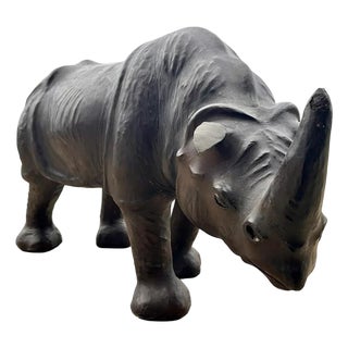 1950s Leather Clad Rhinoceros Sculptural Foot Stool For Sale