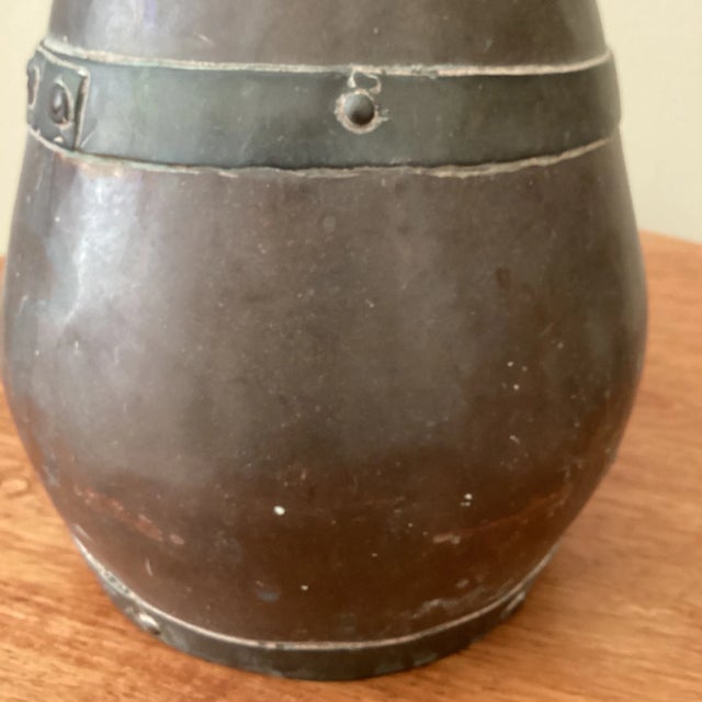Vintage Copper and Brass Water Jug or Pitcher Handmade in Heavy Copper