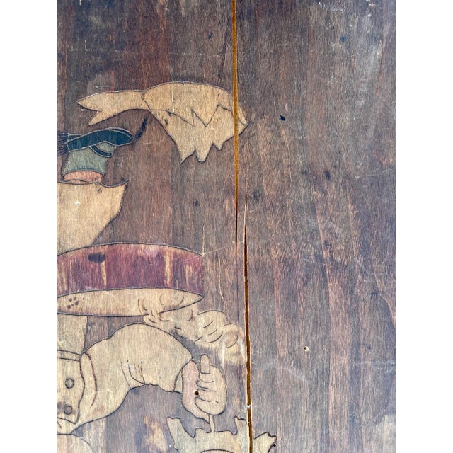 Vintage French Hand-Carved Baker Wall Plaque | Hand-Painted Walnut Wood Sign For Sale - Image 4 of 7