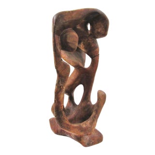 1950s Mid-Century Modern Organic Biomorphic Figurative Burl Wood Carving Sculpture For Sale