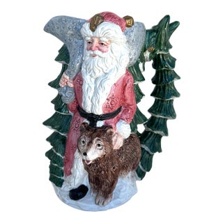 Fitz & Floyd Russian Wilderness Santa Claus & Bear Pitcher 2Qt For Sale