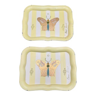 Vintage Set of 2 Georges Briard Hand-Painted Metal Trays – MCM For Sale