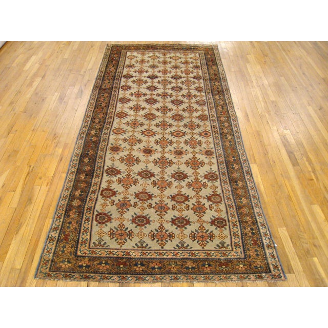 Persian Antique Persian Kurd Rug, Gallery Size, Repeating Rosettes in Soft Tones For Sale - Image 3 of 6
