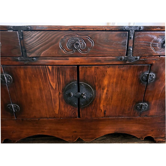 Antique Korean Scholar Book Storage Chest with Buddhism Symbols For Sale - Image 11 of 12