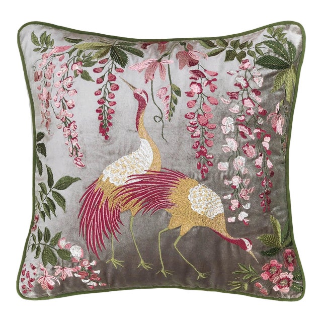 Hand Embroidery Cushion Cover, Floral Decorative Throw Pillow for Sofa, Living Room, Home Decor, Handmade Accent Pillow. For Sale