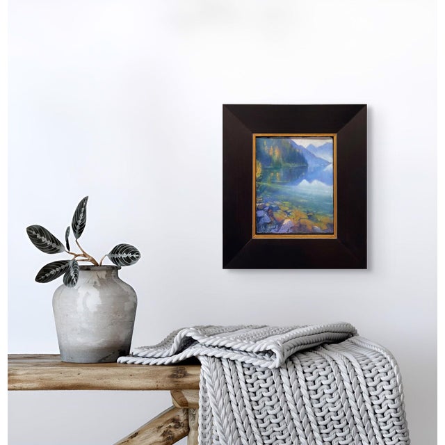 Early 21st Century Lake Crescent by Bruce A Gómez | Pastel Landscape of a tranquil lake surrounded by mountains For Sale - Image 5 of 5