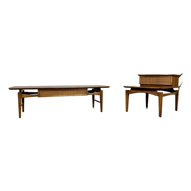 Vintage 1964 Lane Esteem Mid-Century Coffee Table and Step End Table Set For Sale