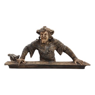 Antique Plaster Jester or Joker, France, 1880s For Sale