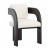 Midcentury modern style dining chair with black arched wood frame and comfortable linen blend cream upholstered seat and...