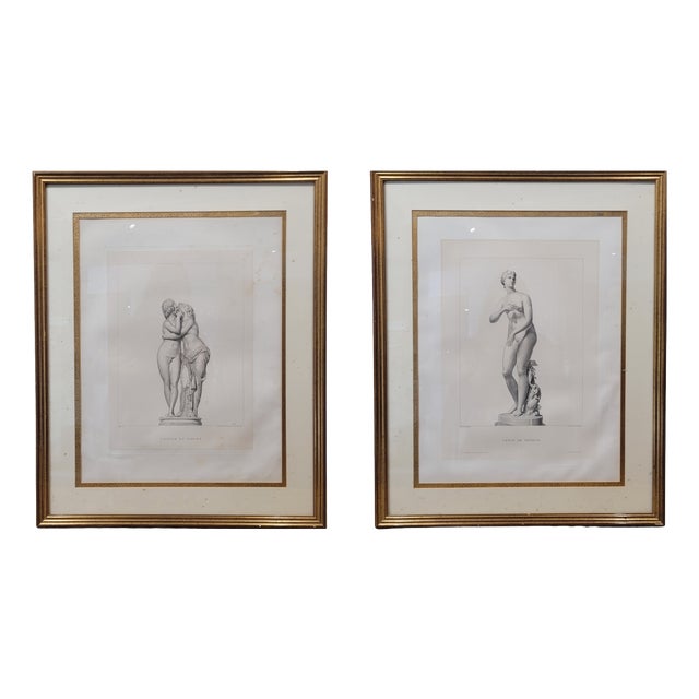 Auguste Boucher-Desnoyers, Love and Psyche and J. B. R. U. Massard Venus De Médici, 1800s, Etching For Sale