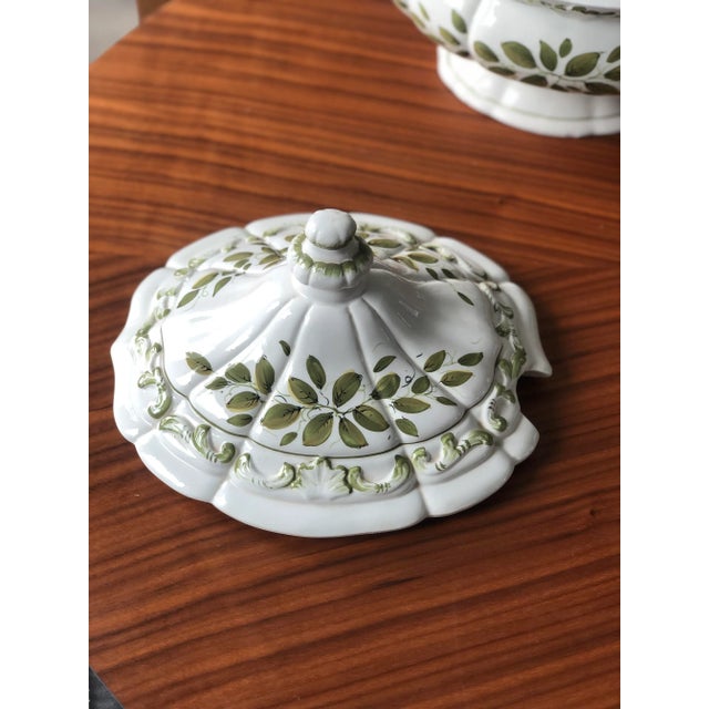 Vintage Italian Ceramic Lidded Soup Tureen With Ladle-Signed For Sale In Houston - Image 6 of 12