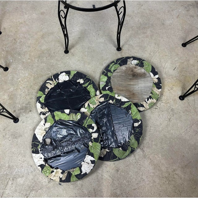 Vintage Mid Century Woodard Style Scroll Wrought Iron Patio Chairs - Set of 4 For Sale - Image 11 of 13