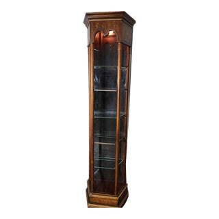 1970s Drexel Heritage Tall Corner Curio Display Cabinet For Sale