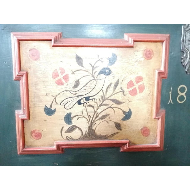 19th Century Rustic Farmhouse Folk Art Painted Bridal Wardrobe,1848 For Sale - Image 5 of 14