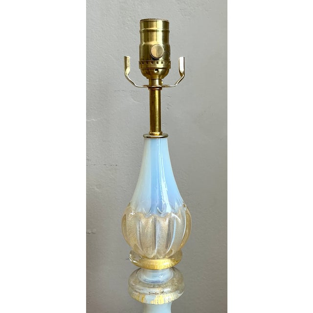 White Vintage Murano Opalescent Glass and Lucite Table Lamp For Sale - Image 8 of 12