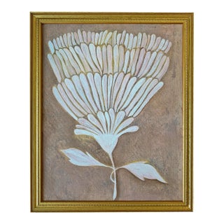 Abstract Botanical Acrylic Painting on Canvas, Framed 19" X 23 " Original Modern Organic Art by Tatiana Duperault For Sale