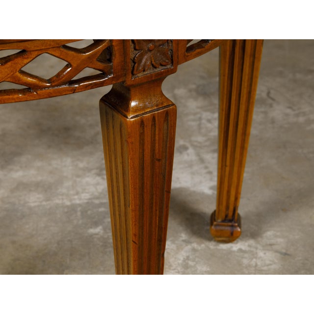 Walnut 19th Century Italian Demi-Lune Table with Banding and Fluted Legs For Sale - Image 11 of 12