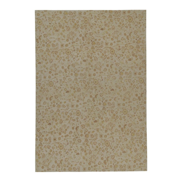 Gray Rug & Kilim’s European Tudor Style Flat Weave in Gray With Gold Floral Pattern For Sale - Image 8 of 8