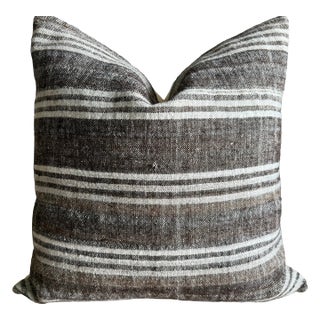 Vintage Rug Pillow Cover With Stripes For Sale