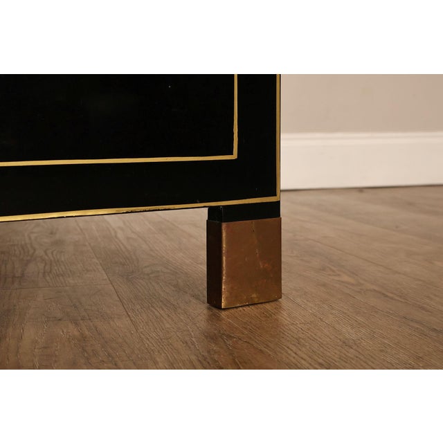 Japanese Style Hand Painted Lacquered Six-Panel Room Divider For Sale - Image 10 of 18