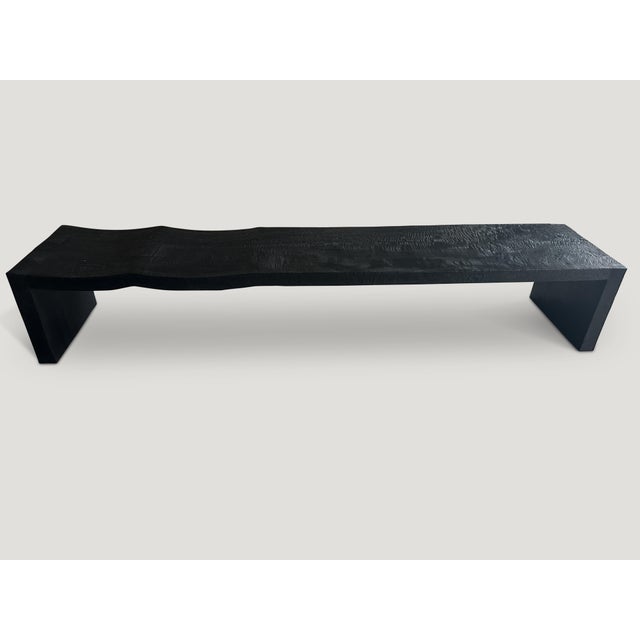 Andrianna Shamaris Impressive Minimalist Charred Wave Bench For Sale - Image 4 of 5